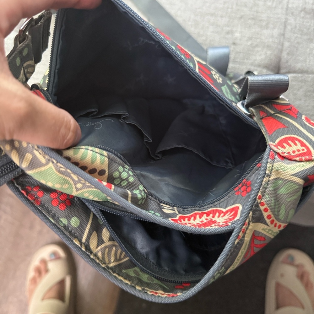 Vera Bradley Gray and Red Floral Crossbody Bag - Picture 4 of 5